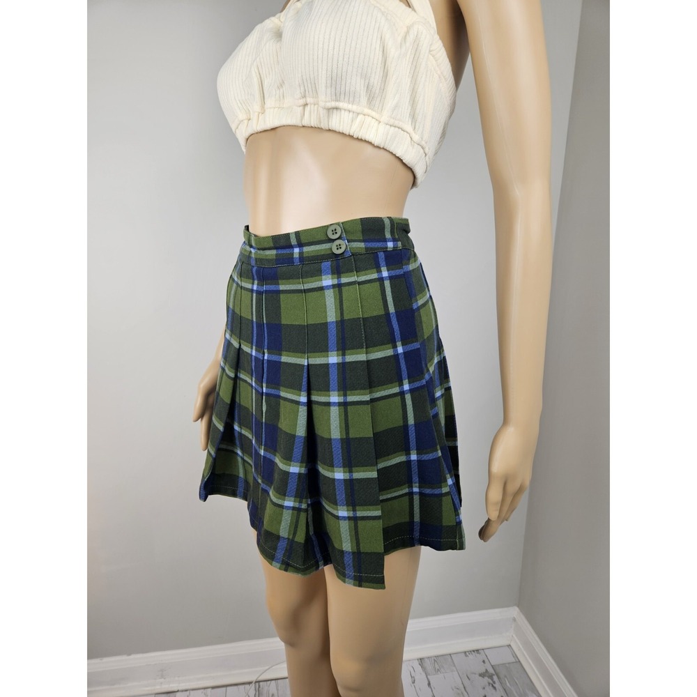 WeWoreWhat Womens Skirt 0 Tennis Classic Plaid Basil Multicolor